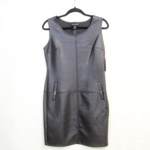 Stella & Julie Black Faux Leather Sleeveless Above Knee Dress Size 6
